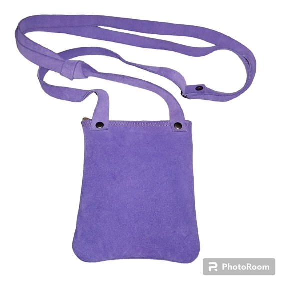 Purple Suede Leather Like Crossbody Purse Bag - Picture 2 of 4